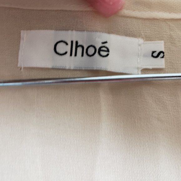 Clhoe Semi Sheer Blouse Ivory Beaded Neckline E15 - Picture 4 of 8